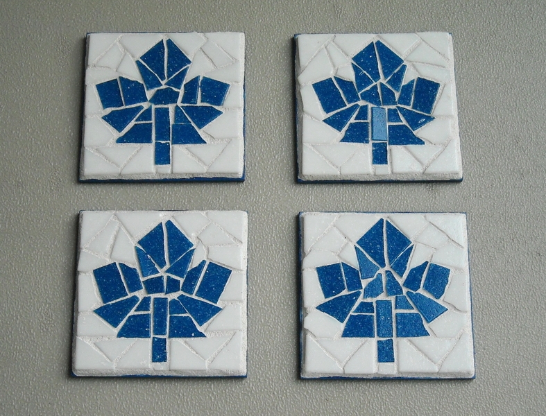 Mosaic coasters Blue Maple Leafs