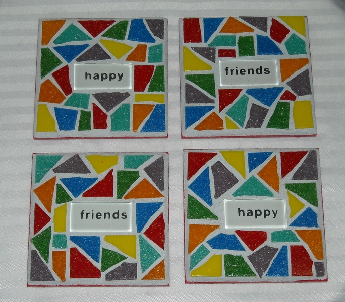 Mosaic coasters Multi Happy Friends