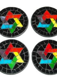 Mosaic coaster rainbow star-of-david