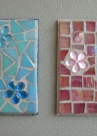 Mosaic coasters Initial in aqua and pink
