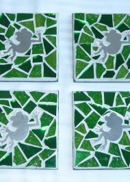 Mosaic coasters Green Froggies