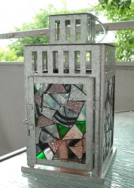 Mosaic stained glass steel lantern