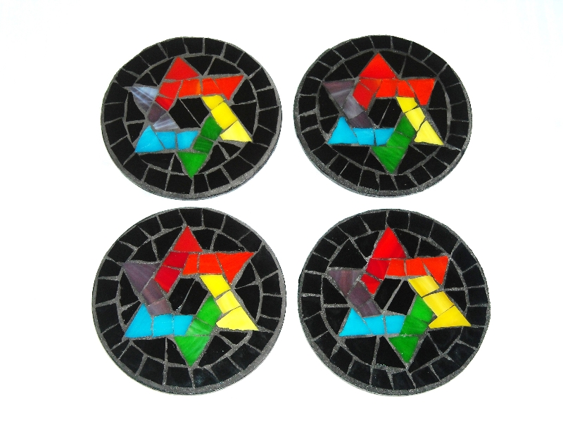 Mosaic Coasters Rainbow Star-of-David
