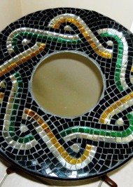 Mosaic Lazy Susan Roman Braid green-gold