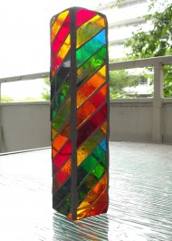 Mosaic glass bud vase